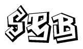 The clipart image features a stylized text in a graffiti font that reads Seb.