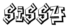 The image is a stylized representation of the letters Sissy designed to mimic the look of graffiti text. The letters are bold and have a three-dimensional appearance, with emphasis on angles and shadowing effects.