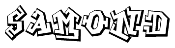 The image is a stylized representation of the letters Samond designed to mimic the look of graffiti text. The letters are bold and have a three-dimensional appearance, with emphasis on angles and shadowing effects.