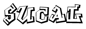 The clipart image depicts the word Sucal in a style reminiscent of graffiti. The letters are drawn in a bold, block-like script with sharp angles and a three-dimensional appearance.