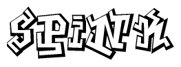 The clipart image depicts the word Spink in a style reminiscent of graffiti. The letters are drawn in a bold, block-like script with sharp angles and a three-dimensional appearance.