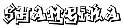 The image is a stylized representation of the letters Shameika designed to mimic the look of graffiti text. The letters are bold and have a three-dimensional appearance, with emphasis on angles and shadowing effects.