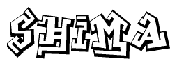 The clipart image depicts the word Shima in a style reminiscent of graffiti. The letters are drawn in a bold, block-like script with sharp angles and a three-dimensional appearance.