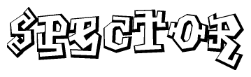 The clipart image depicts the word Spector in a style reminiscent of graffiti. The letters are drawn in a bold, block-like script with sharp angles and a three-dimensional appearance.