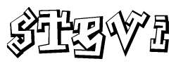 The clipart image depicts the word Stevi in a style reminiscent of graffiti. The letters are drawn in a bold, block-like script with sharp angles and a three-dimensional appearance.