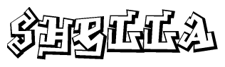 The clipart image features a stylized text in a graffiti font that reads Shella.