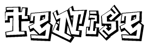 The clipart image depicts the word Tenise in a style reminiscent of graffiti. The letters are drawn in a bold, block-like script with sharp angles and a three-dimensional appearance.