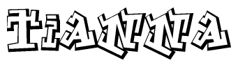 The clipart image depicts the word Tianna in a style reminiscent of graffiti. The letters are drawn in a bold, block-like script with sharp angles and a three-dimensional appearance.