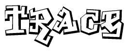 The clipart image depicts the word Trace in a style reminiscent of graffiti. The letters are drawn in a bold, block-like script with sharp angles and a three-dimensional appearance.