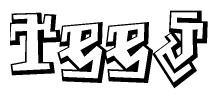 The clipart image features a stylized text in a graffiti font that reads Teej.