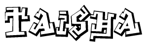 The clipart image features a stylized text in a graffiti font that reads Taisha.