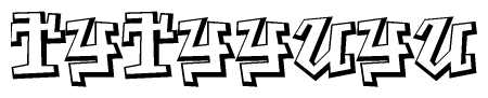 The clipart image depicts the word Tytyyuyu in a style reminiscent of graffiti. The letters are drawn in a bold, block-like script with sharp angles and a three-dimensional appearance.