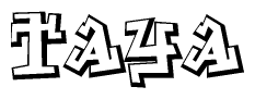The clipart image depicts the word Taya in a style reminiscent of graffiti. The letters are drawn in a bold, block-like script with sharp angles and a three-dimensional appearance.
