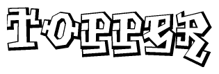 The image is a stylized representation of the letters Topper designed to mimic the look of graffiti text. The letters are bold and have a three-dimensional appearance, with emphasis on angles and shadowing effects.