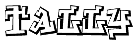 The clipart image depicts the word Tally in a style reminiscent of graffiti. The letters are drawn in a bold, block-like script with sharp angles and a three-dimensional appearance.