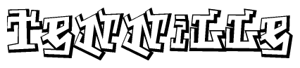The clipart image depicts the word Tennille in a style reminiscent of graffiti. The letters are drawn in a bold, block-like script with sharp angles and a three-dimensional appearance.
