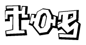 The clipart image features a stylized text in a graffiti font that reads Toe.