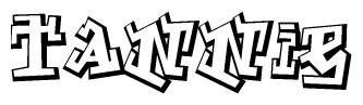 The image is a stylized representation of the letters Tannie designed to mimic the look of graffiti text. The letters are bold and have a three-dimensional appearance, with emphasis on angles and shadowing effects.