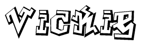 The image is a stylized representation of the letters Vickie designed to mimic the look of graffiti text. The letters are bold and have a three-dimensional appearance, with emphasis on angles and shadowing effects.