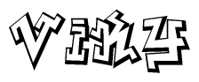 The clipart image depicts the word Viky in a style reminiscent of graffiti. The letters are drawn in a bold, block-like script with sharp angles and a three-dimensional appearance.