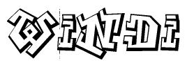 The clipart image features a stylized text in a graffiti font that reads Windi.