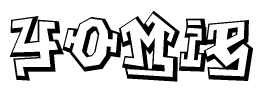 The clipart image features a stylized text in a graffiti font that reads Yomie.