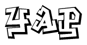 The clipart image depicts the word Yap in a style reminiscent of graffiti. The letters are drawn in a bold, block-like script with sharp angles and a three-dimensional appearance.