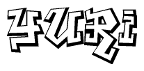The clipart image depicts the word Yuri in a style reminiscent of graffiti. The letters are drawn in a bold, block-like script with sharp angles and a three-dimensional appearance.