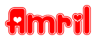 The image displays the word Amril written in a stylized red font with hearts inside the letters.