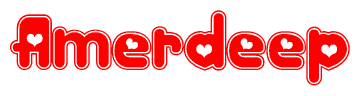 The image displays the word Amerdeep written in a stylized red font with hearts inside the letters.