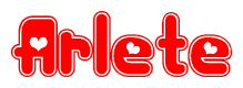The image displays the word Arlete written in a stylized red font with hearts inside the letters.
