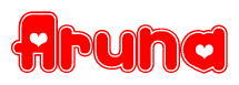 Red and White Aruna Word with Heart Design