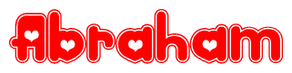 The image is a clipart featuring the word Abraham written in a stylized font with a heart shape replacing inserted into the center of each letter. The color scheme of the text and hearts is red with a light outline.