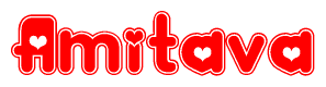 The image displays the word Amitava written in a stylized red font with hearts inside the letters.