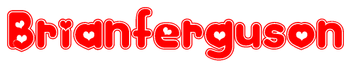 The image displays the word Brianferguson written in a stylized red font with hearts inside the letters.