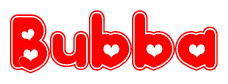 The image displays the word Bubba written in a stylized red font with hearts inside the letters.
