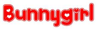 The image displays the word Bunnygirl written in a stylized red font with hearts inside the letters.
