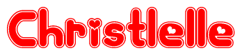 The image is a clipart featuring the word Christlelle written in a stylized font with a heart shape replacing inserted into the center of each letter. The color scheme of the text and hearts is red with a light outline.