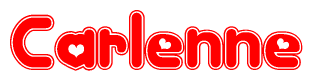 The image displays the word Carlenne written in a stylized red font with hearts inside the letters.