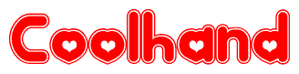 The image displays the word Coolhand written in a stylized red font with hearts inside the letters.