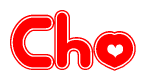The image displays the word Cho written in a stylized red font with hearts inside the letters.