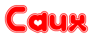 Red and White Caux Word with Heart Design