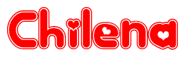 The image displays the word Chilena written in a stylized red font with hearts inside the letters.