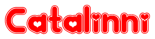 Red and White Catalinni Word with Heart Design