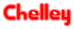 The image is a clipart featuring the word Chelley written in a stylized font with a heart shape replacing inserted into the center of each letter. The color scheme of the text and hearts is red with a light outline.