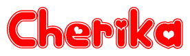 The image displays the word Cherika written in a stylized red font with hearts inside the letters.