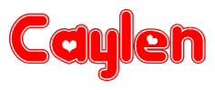Red and White Caylen Word with Heart Design