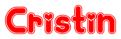 The image is a clipart featuring the word Cristin written in a stylized font with a heart shape replacing inserted into the center of each letter. The color scheme of the text and hearts is red with a light outline.