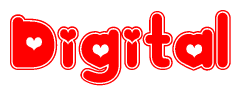 The image displays the word Digital written in a stylized red font with hearts inside the letters.