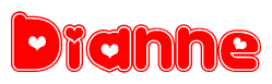 The image displays the word Dianne written in a stylized red font with hearts inside the letters.